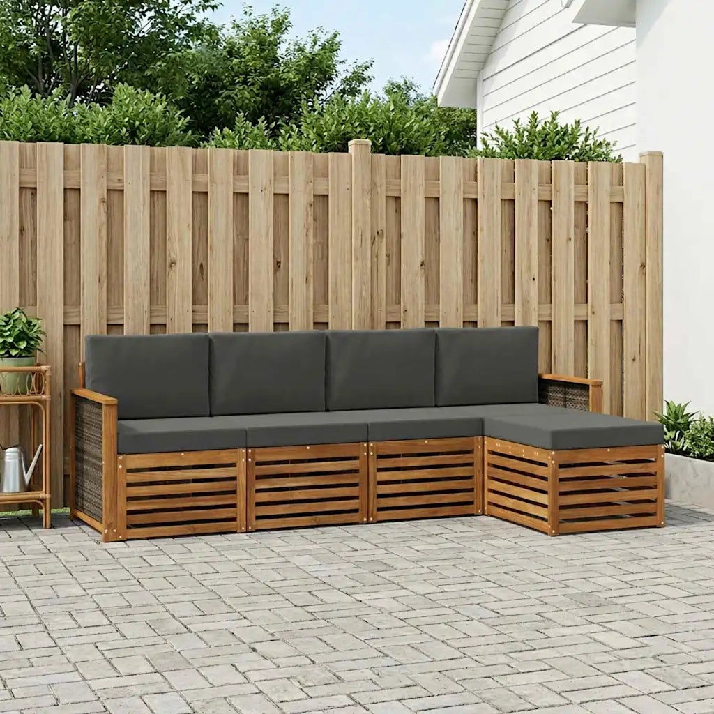 Set di divani da esterno con cuscino 5 pcs Naturale e Antracite 3384228