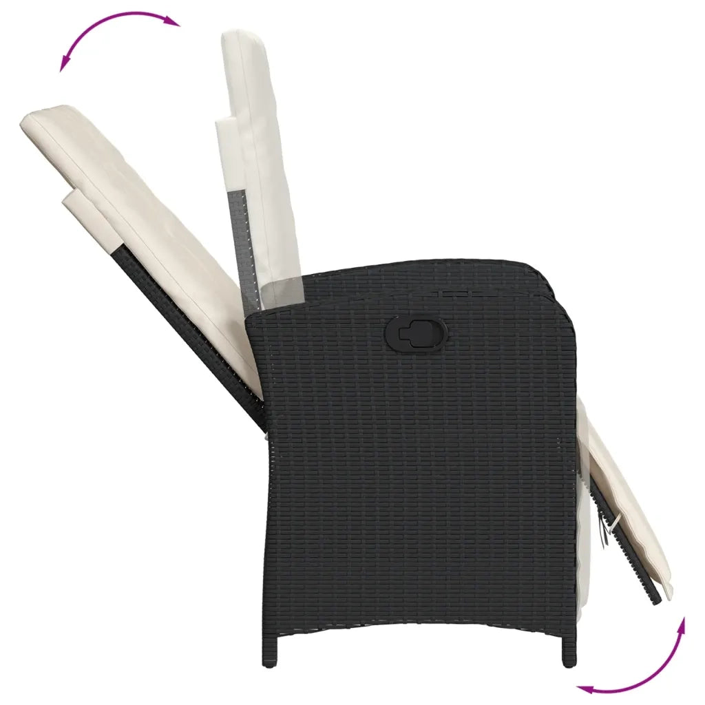 Set da Pranzo da Giardino 5 pz Nero con Cuscini in Polyrattan 3212469