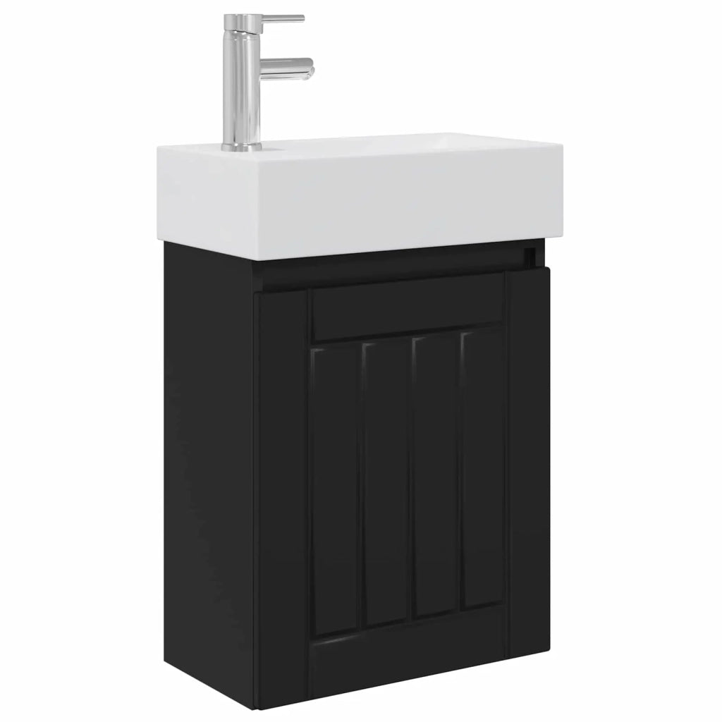 Mobile bagno con rubinetto Nero 45,5 x 25,5 x 84 cm 889482