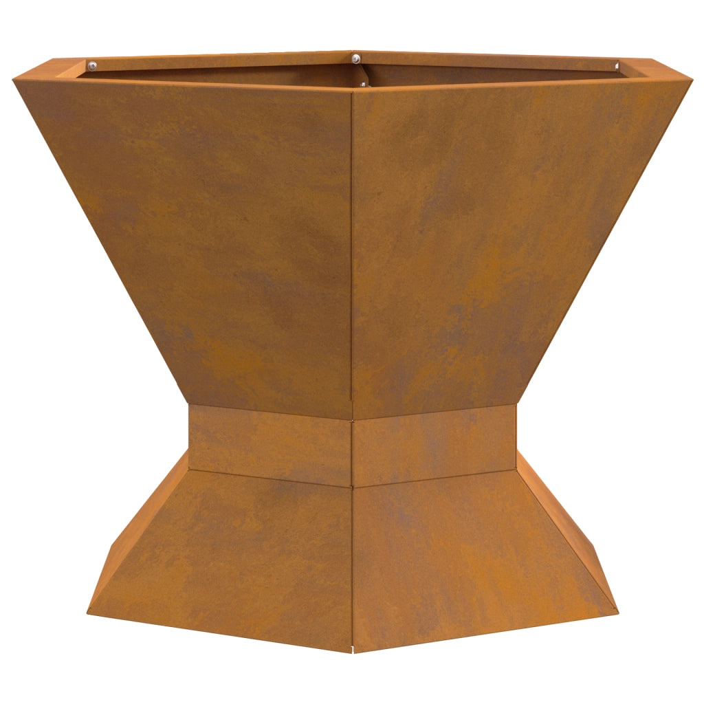Focolare Esagonale 50x50x40 cm in Acciaio Invecchiato