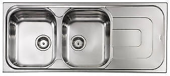 CM 011397.D1.01.2016 Pizzica Lavello da Incasso 2 Vasche con Gocciolatoio a Sinistra Acciaio Inox Antigraffio (116x50x17 cm) colore Inox