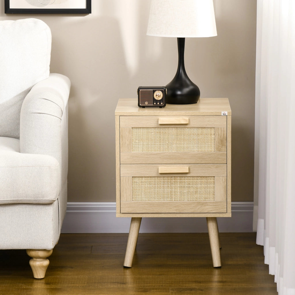 Comodino con 2 cassetti e gambe in legno ¨C Minimal ¨C 40x40x56 cm naturale