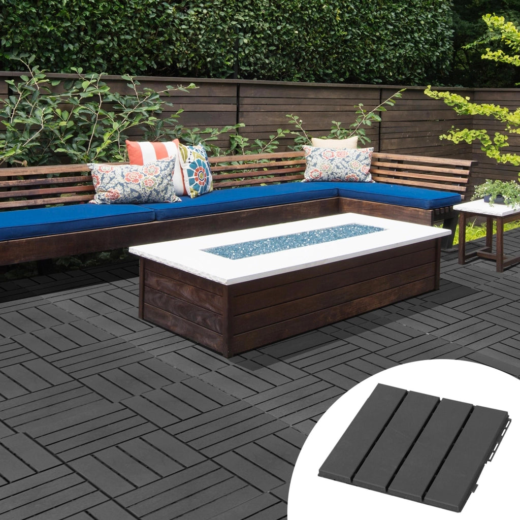Dalles terrasse embo?tables ¨C Minimal ¨C 9 pcs, plastica effetto legno nero