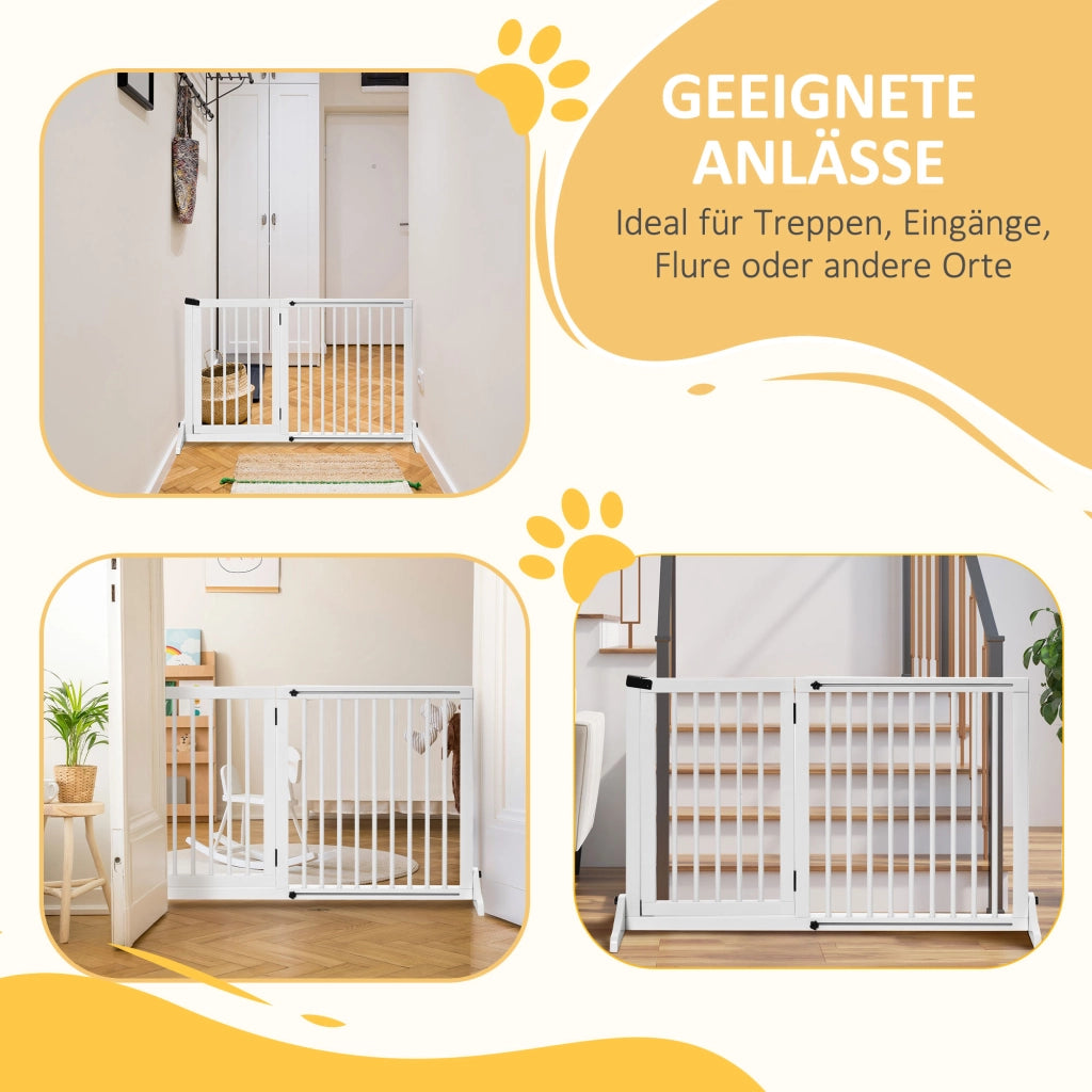 Cancello per Cani ¨C zephmum ¨C Bianco 113-166x71 cm Legno