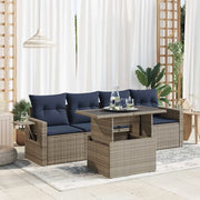 Set Divani da Giardino 5 pz con Cuscini Grigio Polyrattan 3326402