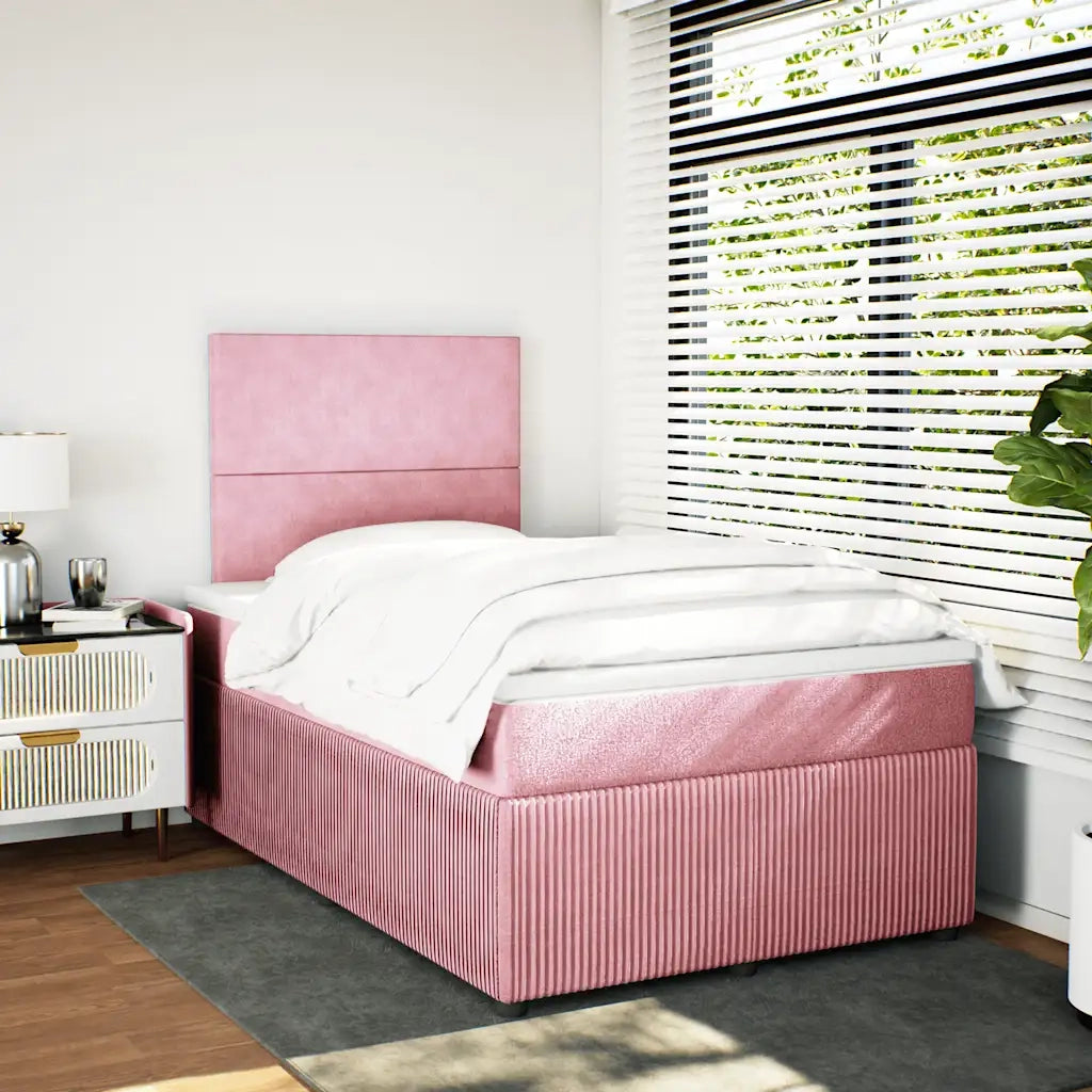Giroletto a Molle con Materasso Rosa 120x190 cm in Velluto