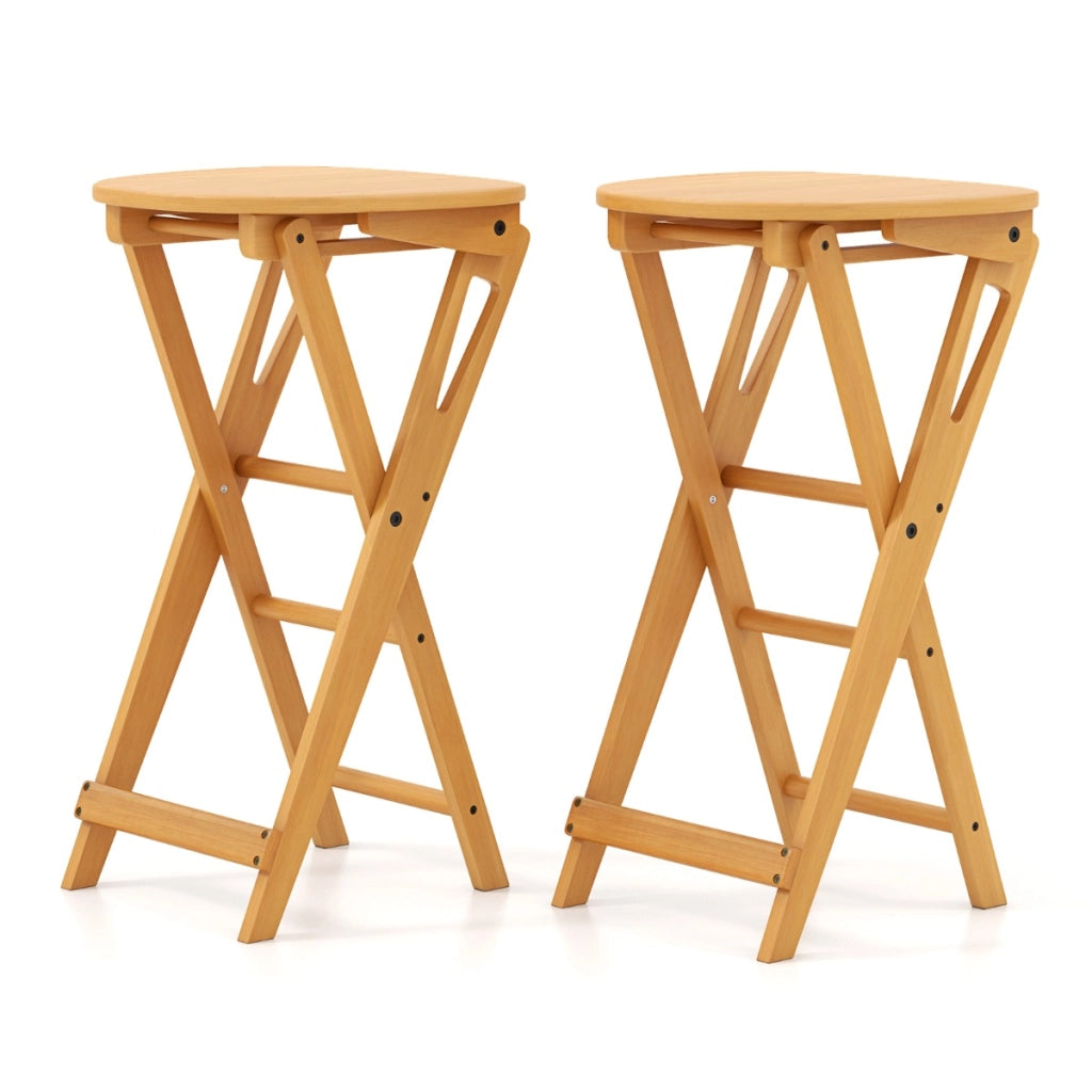 Set 2 sgabelli pieghevoli 36x33x61cm, Sgabelli bar in bamb¨´ leggeri portatili con poggiapiedi sedile ampio Naturale-Sgabelli da bar