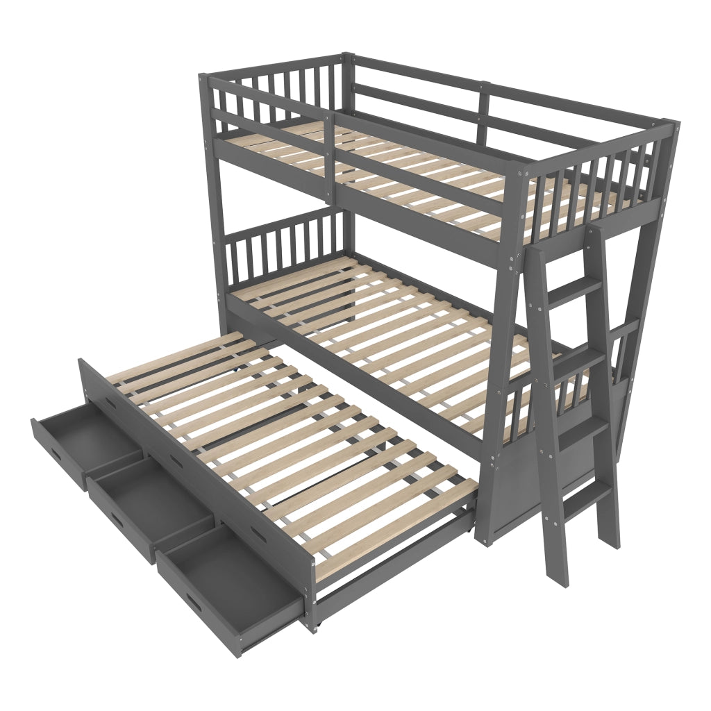 Letto a castello funzione estrabile in pino e mdf 90x200 cm