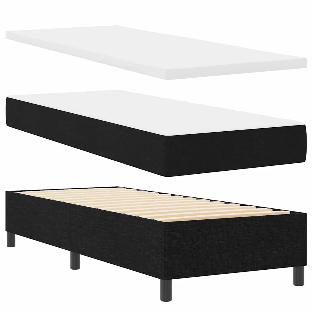 Letto a molle con materasso Nero 80 x 200 cm Tessuto