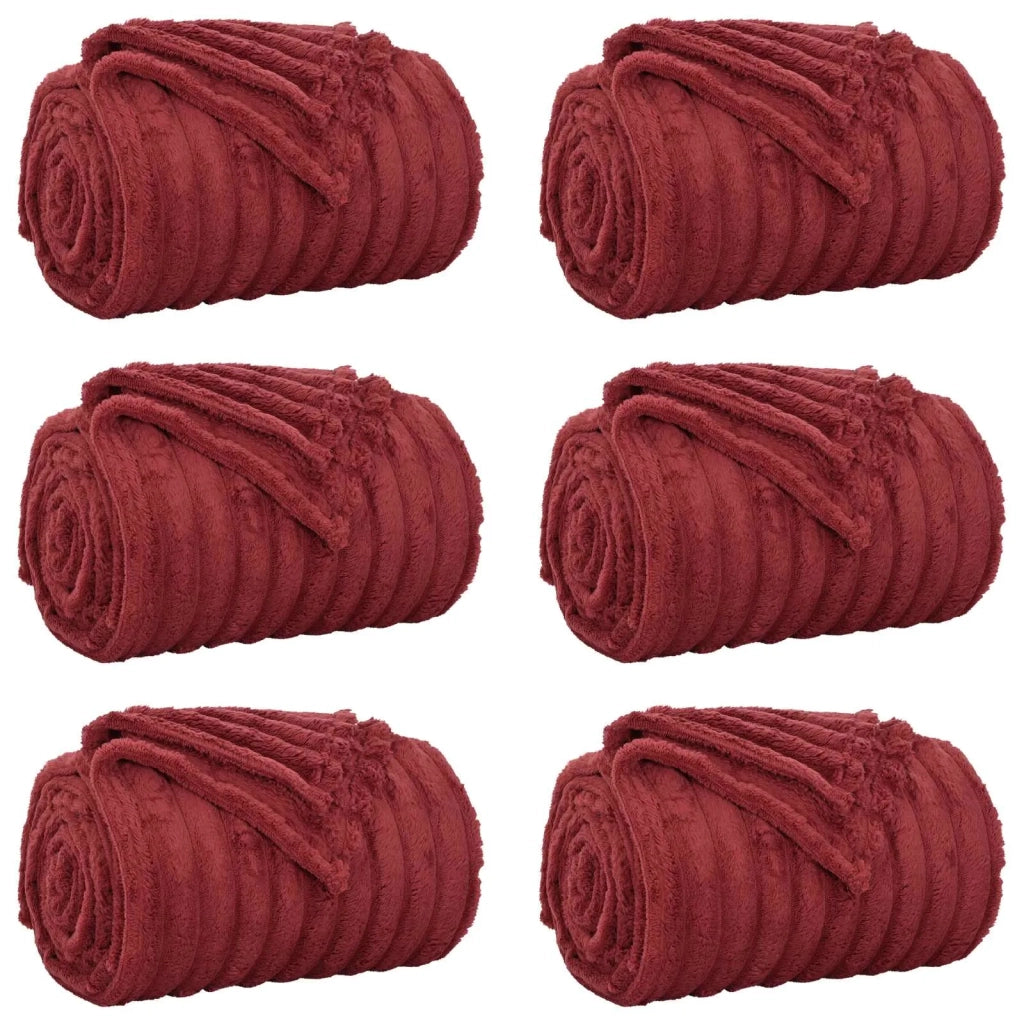 Coperte da Pile 6 pcs Rosso Bordeaux 270 x 240 cm Panno