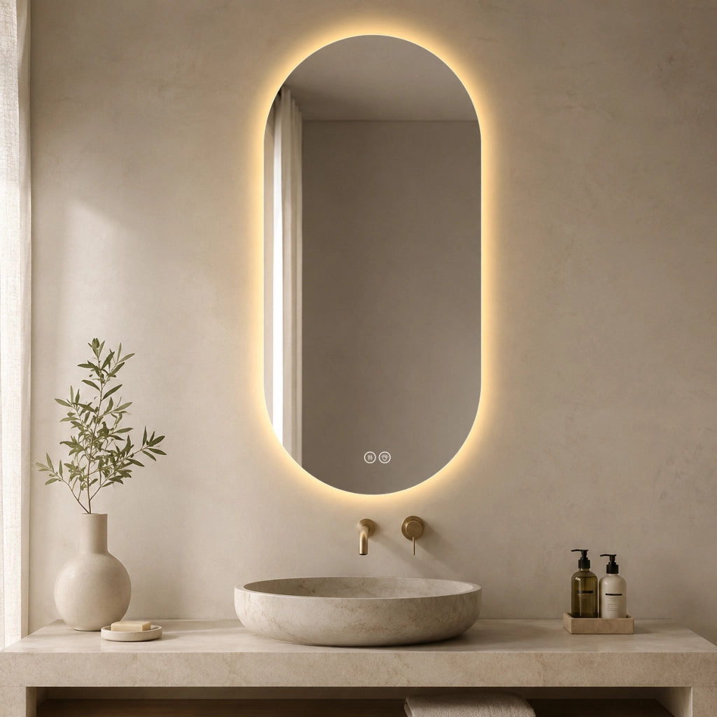 Specchio da bagno LED 60x120 cm con touch, anti-appannamento, 3 temperature luce e dimmerazione