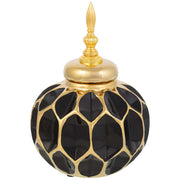 Vaso in ceramica nera e oro, D16,5x23,5h cm