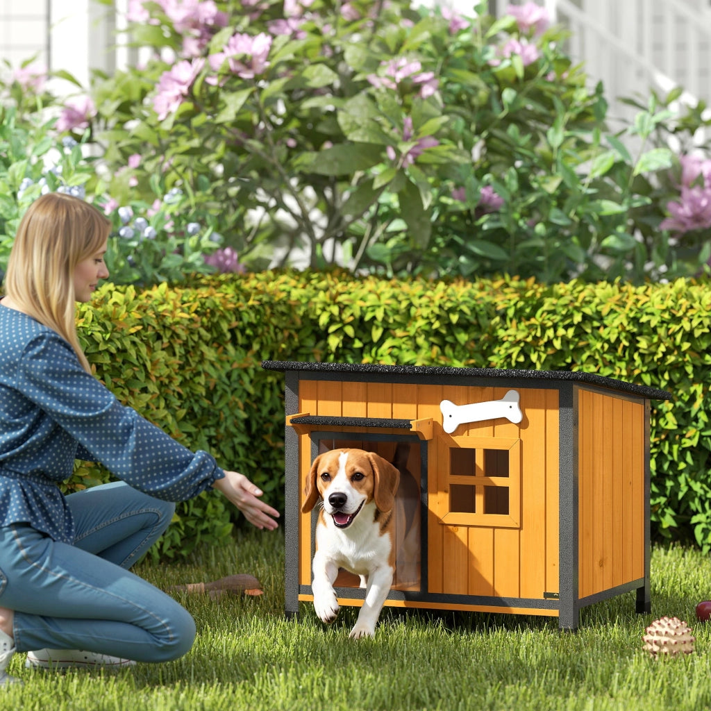 Cuccia per Cani da Esterno in Legno e Acciaio ¨C Minimal ¨C Giallo
