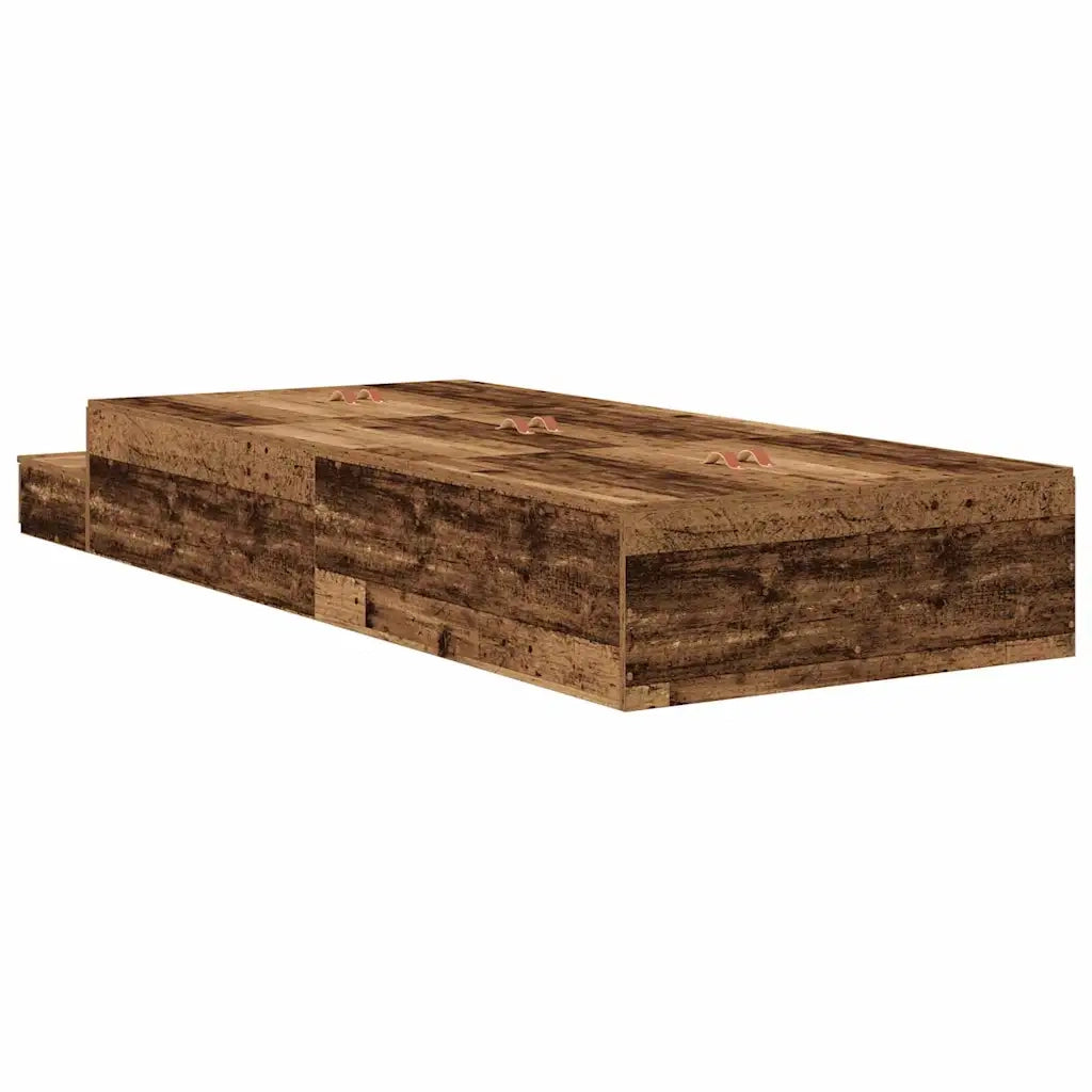 Struttura letto con contenitore-Giroletto con contenitore Legno vecchio 100 cm