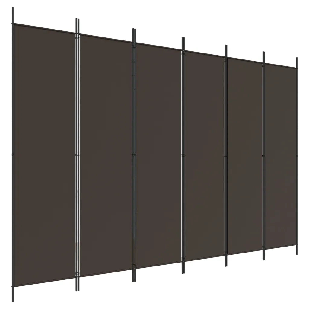 Divisorio Ambienti | Divider per stanze | Paravento a 6 Pannelli Marrone 300x200 cm in Tessuto
