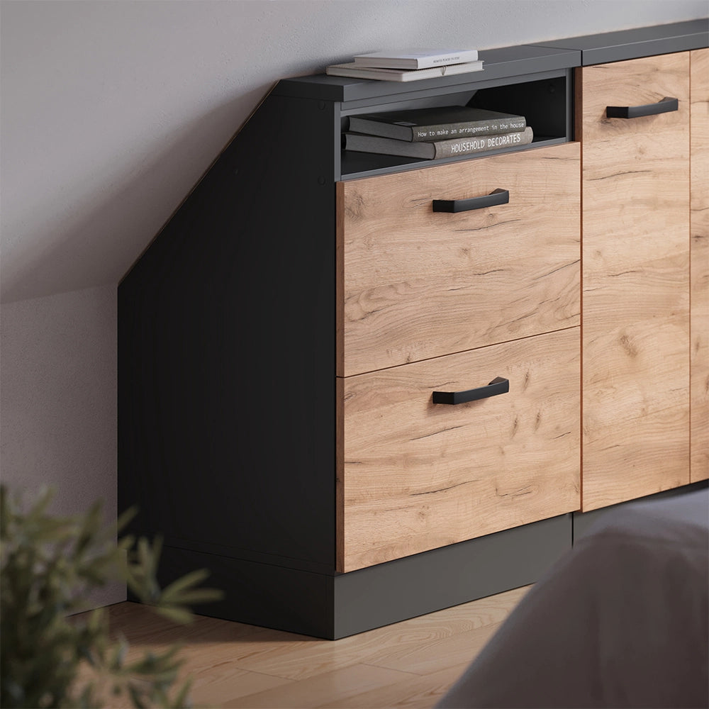Mobile sottotetto Rion Rovere dorato/Antracite con 2 cassetti Vicco