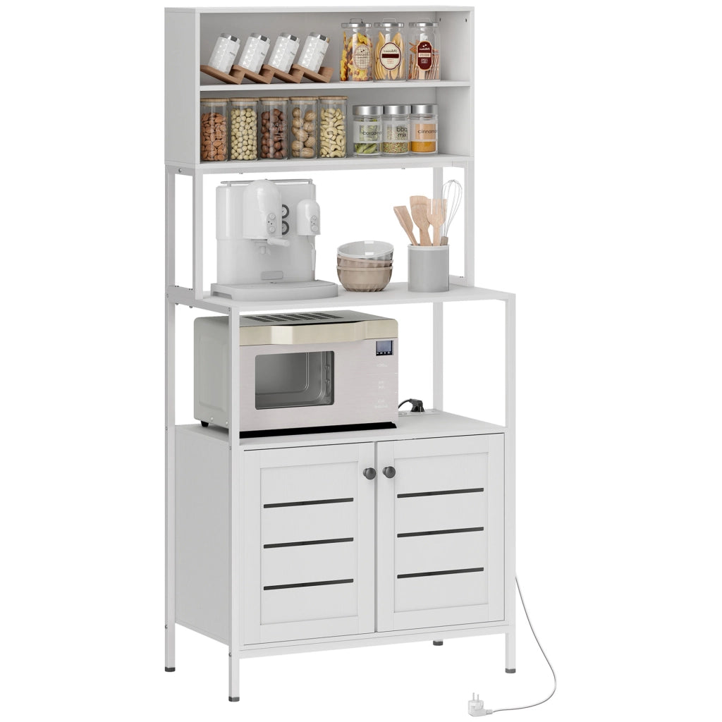Mobile da Cucina con Presa di Corrente ¨C Xylo ¨C 2 Porte USB 2 Ante Scomparti Bianco