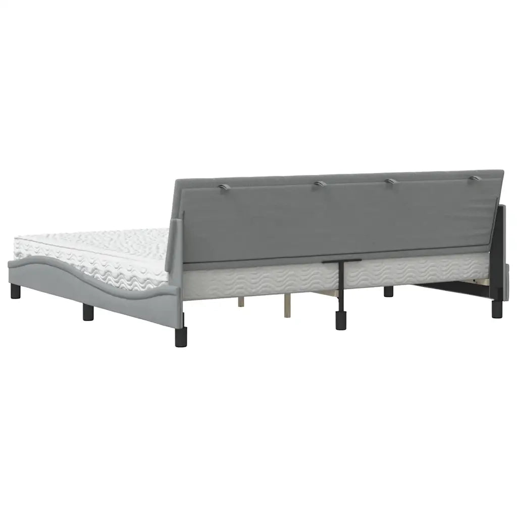 Letto con Materasso Hanko Grigio Chiaro 200x200 cm in Tessuto 3310552
