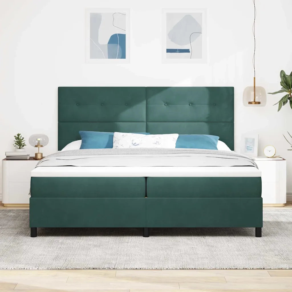Letto a molle con materasso Verde Scuro 200 x 200 cm Velluto 3339857