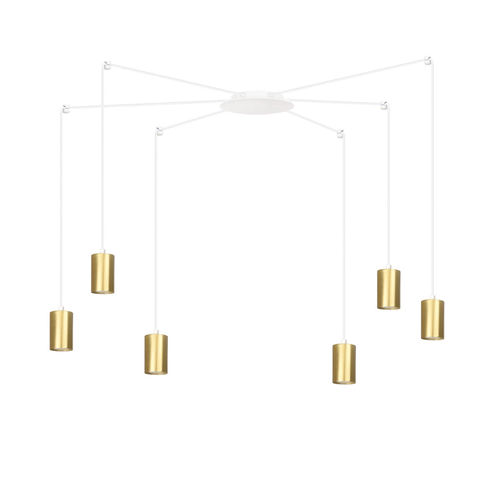Lampadario Emibig Traker 6 luci GU10 bianco oro metallo