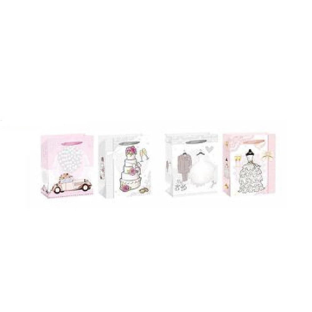 Trade Shop - 3 Buste Busta Regalo Sacchetto 26x32x10.5cm Matrimoni Nozze 63977 Varie Fantasie -
