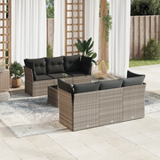 Set Divani da Giardino 7pz con Cuscini Grigio Chiaro Polyrattan 3217262
