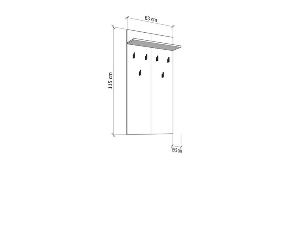 Gonars, Appendiabiti set Fissaggio a Muro Incluso, 115h cm Bianco
