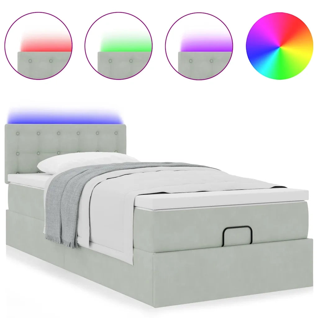 Struttura Letto Pouf con Materasso 90x200 cm in Velluto 3312740