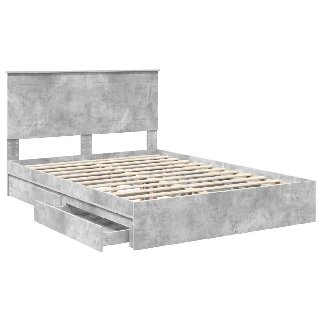 Letto con Contenitore con testiera Grigio cemento 150 x 200 cm 3409541