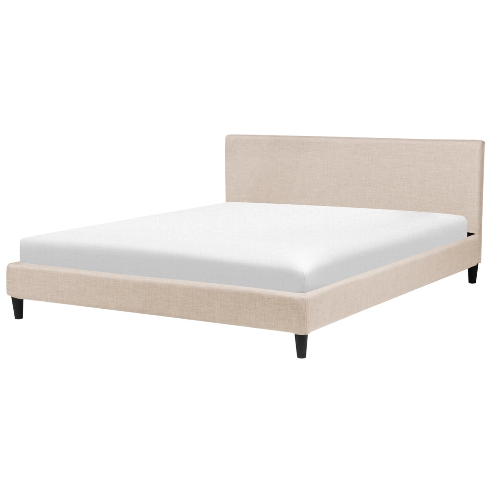 Letto 180 x 200 cm con rete a doghe in tessuto beige contemporanea