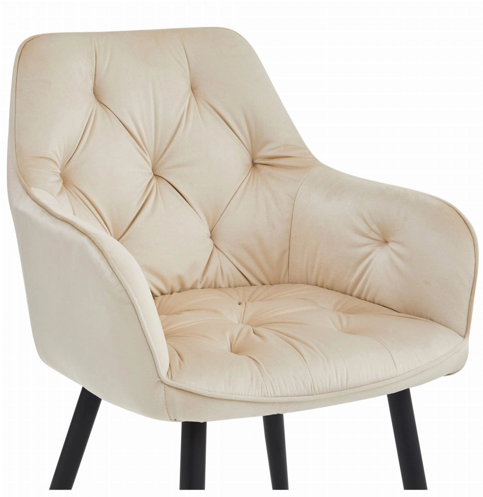 Sedia da pranzo Valora LUKK - Velluto beige con gambe nere x1
