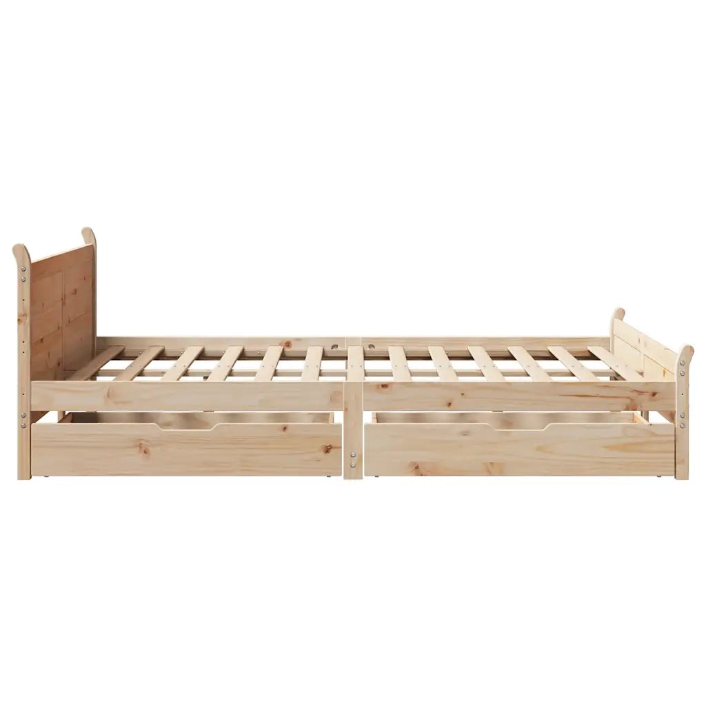 Letto senza Materasso-Struttura Letto 135x190 cm in Legno Massello di Pino 479124