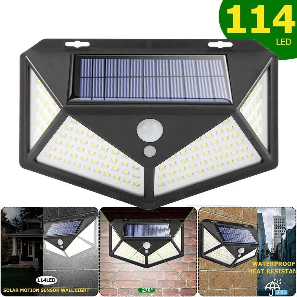 Lampada luce faretto faro esterno energia solare 114 LED sensore movimento