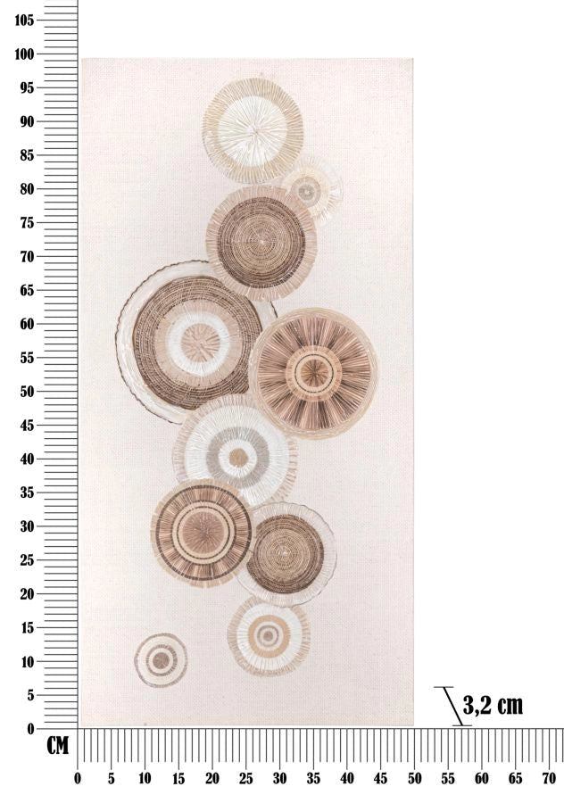Dipinto su Tela Circly con Inserti 2 50x3,2x100 cm in Legno e Tessuto