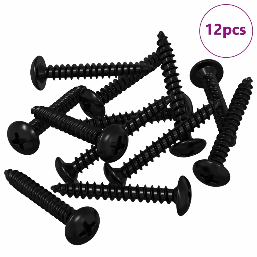 Chiodo Filettato 12 pcs Nero M4 x 28 mm Acciaio 864515