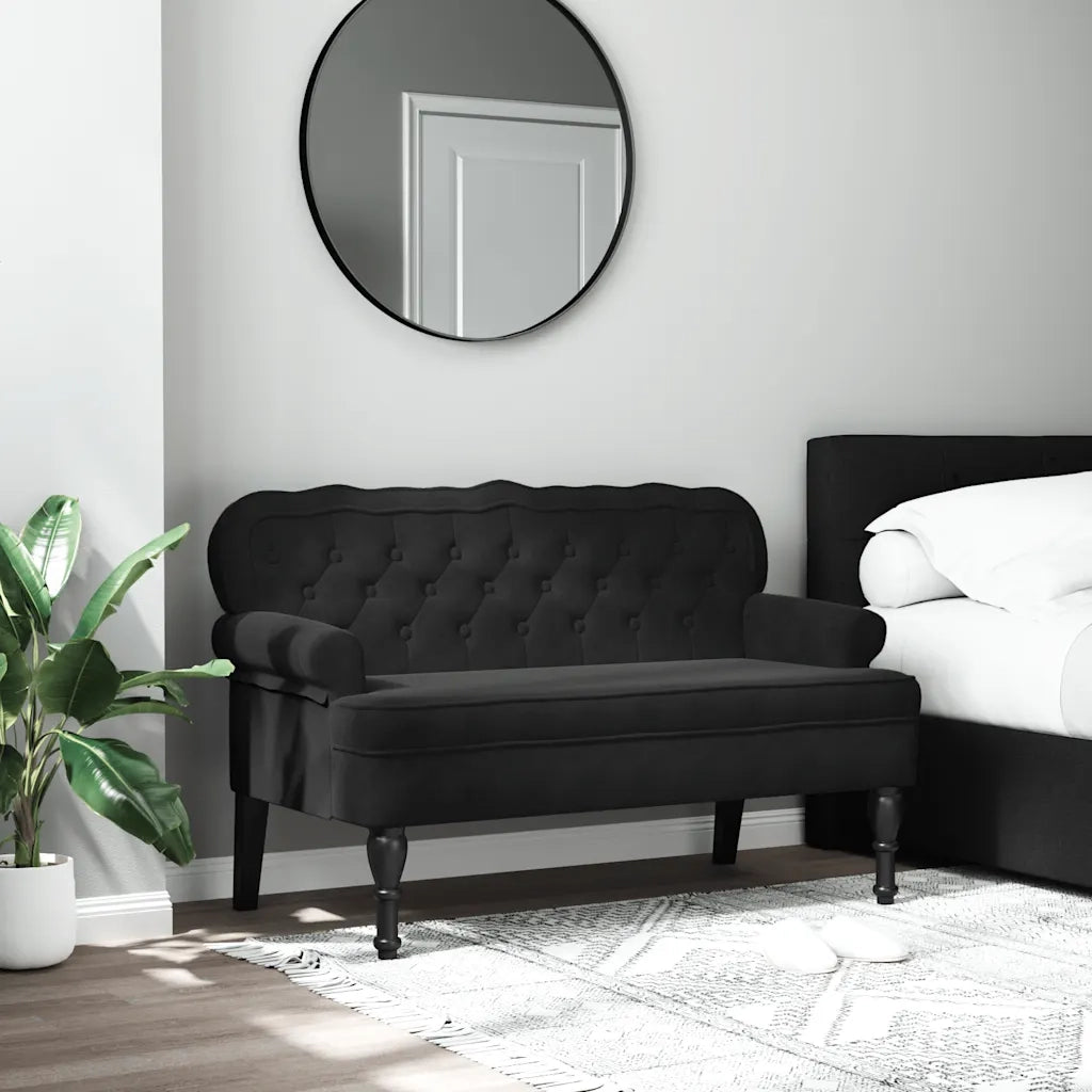 Panca con schienale nera 119,5x64,5x75 cm in velluto CFW8311113
