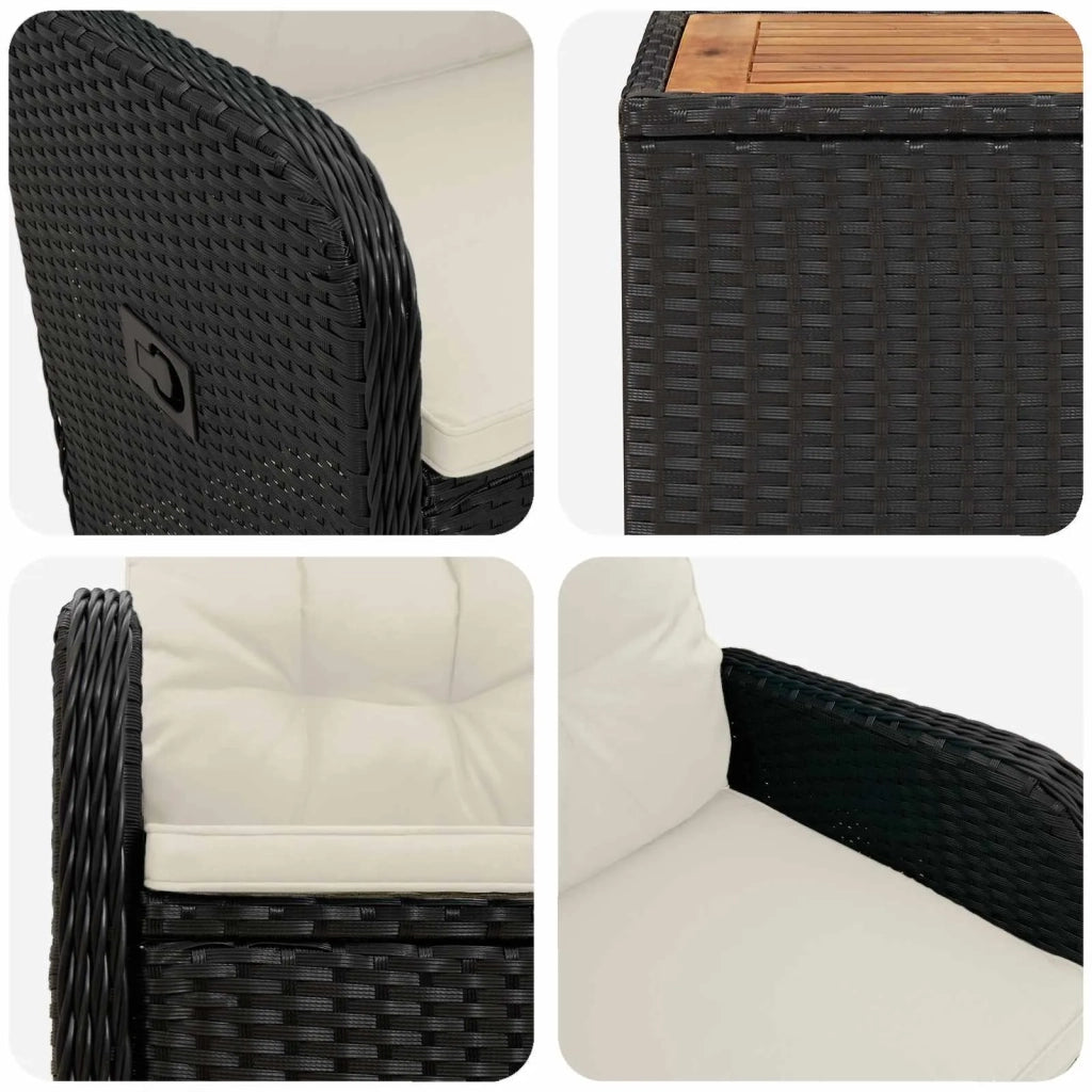 Set Lounge da Giardino 2 pz Nero e Bianco Crema 3422348
