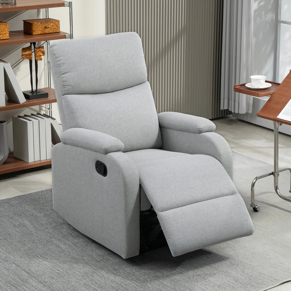Poltrona Reclinabile Massaggiante in Tessuto Velluto con Poggiapiedi ¨C Minimal ¨C Grigio Scuro