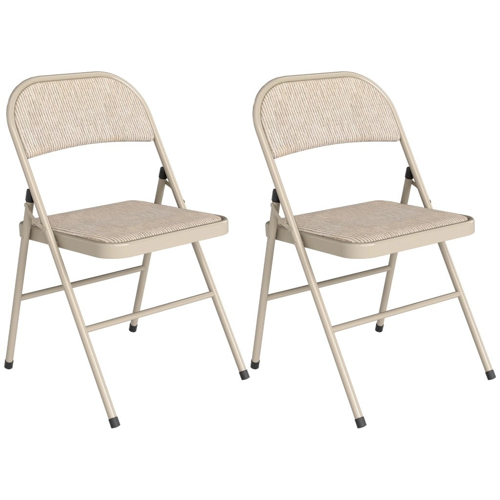 Set 2 Sedie Pieghevoli da Pranzo ¨C Xylo ¨C Struttura in Metallo, Tessuto Beige, 45x46x78 cm