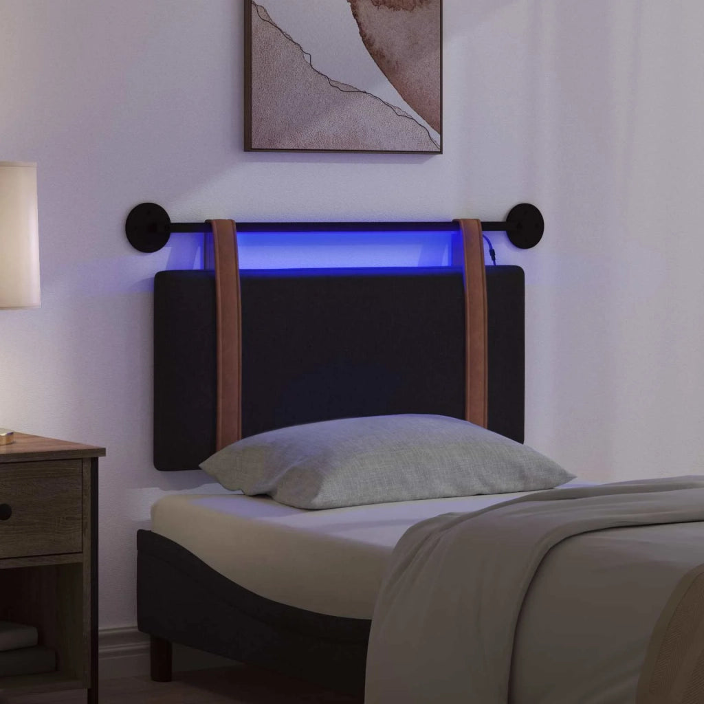 Testiera sospesa Con luce LED Nero PU Antico 3423836