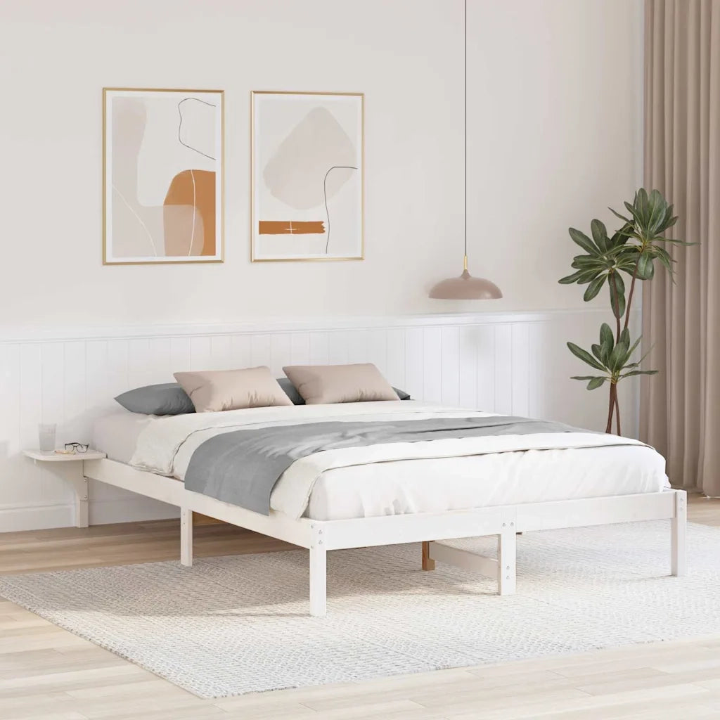Struttura del letto Bianco 160 x 200 cm Pino massello 873182