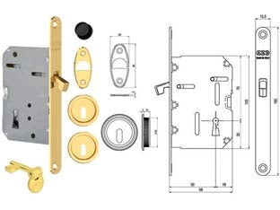 KIT M SERRATURA CHIAVE SCIVOLA TRE PORTE SCORREVOLI B.TONDO OTT. LUC.- - mm.50 (B04941.50.03) - 1 pezzi AGB