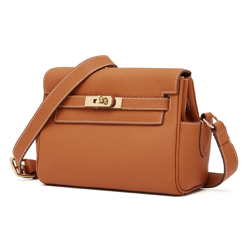 Borsa a tracolla da donna in vera pelle, borsa a mano, borsetta marrone