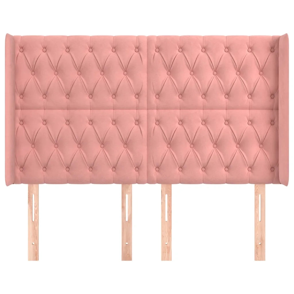 Testiera ad Orecchio-Testata con Orecchie Rosa 163x16x118/128 cm in Velluto 589042