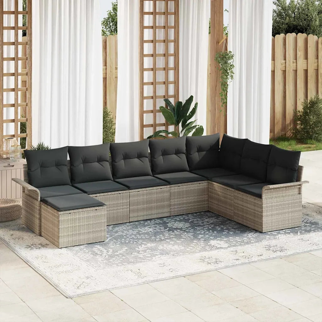Set Divano da Giardino 8 pcs Grigio chiaro polyrattan 3345482