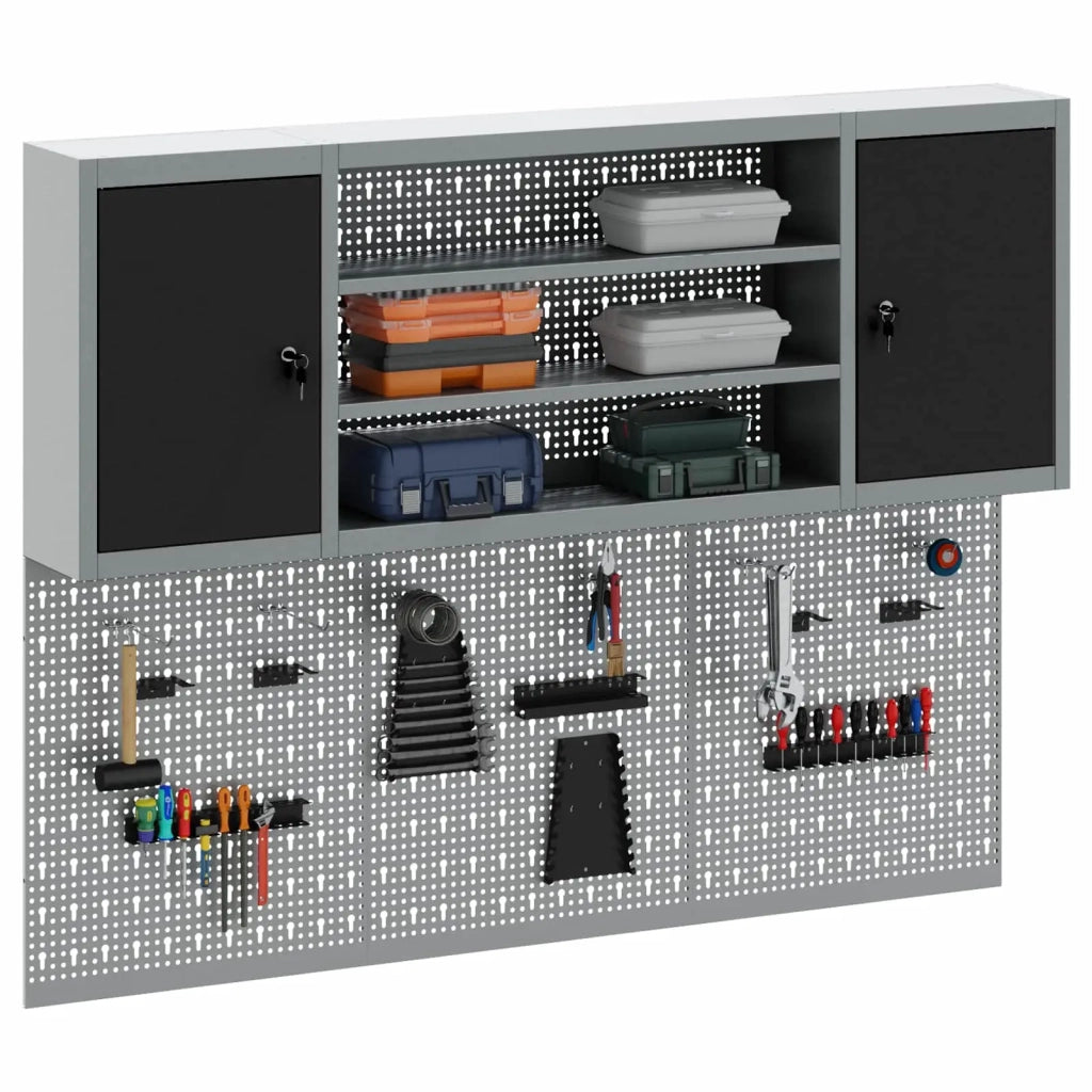 Set di armadi per attrezzi con lo scaffale 4 pcs Nero 3321406