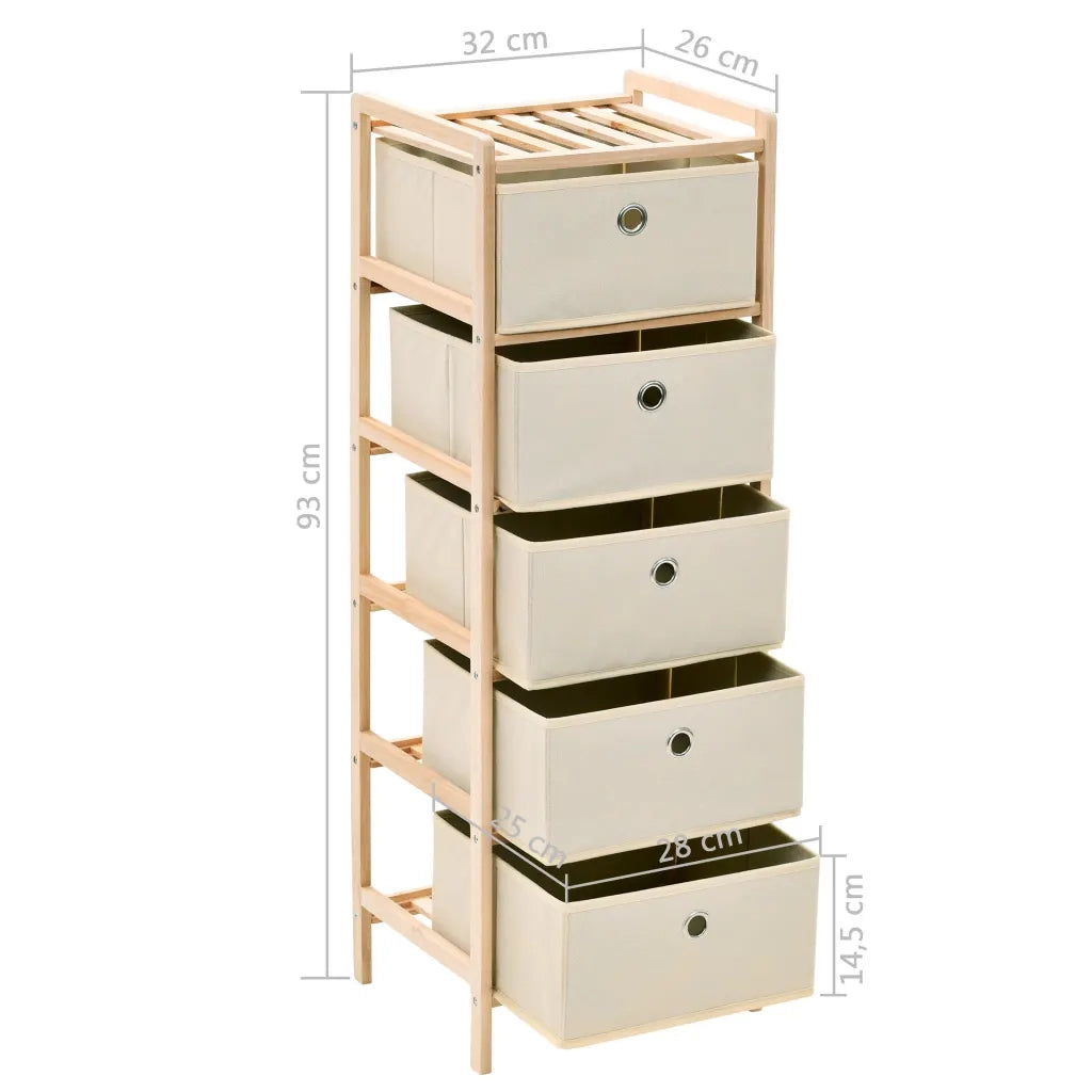 Armadietto in Cedro con 5 Cesti in Tessuto Beige cod mxl 53695