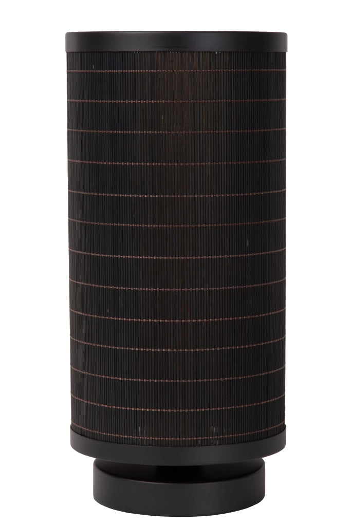 Lampada da tavolo nera con paralume rattan E27 Tagalog