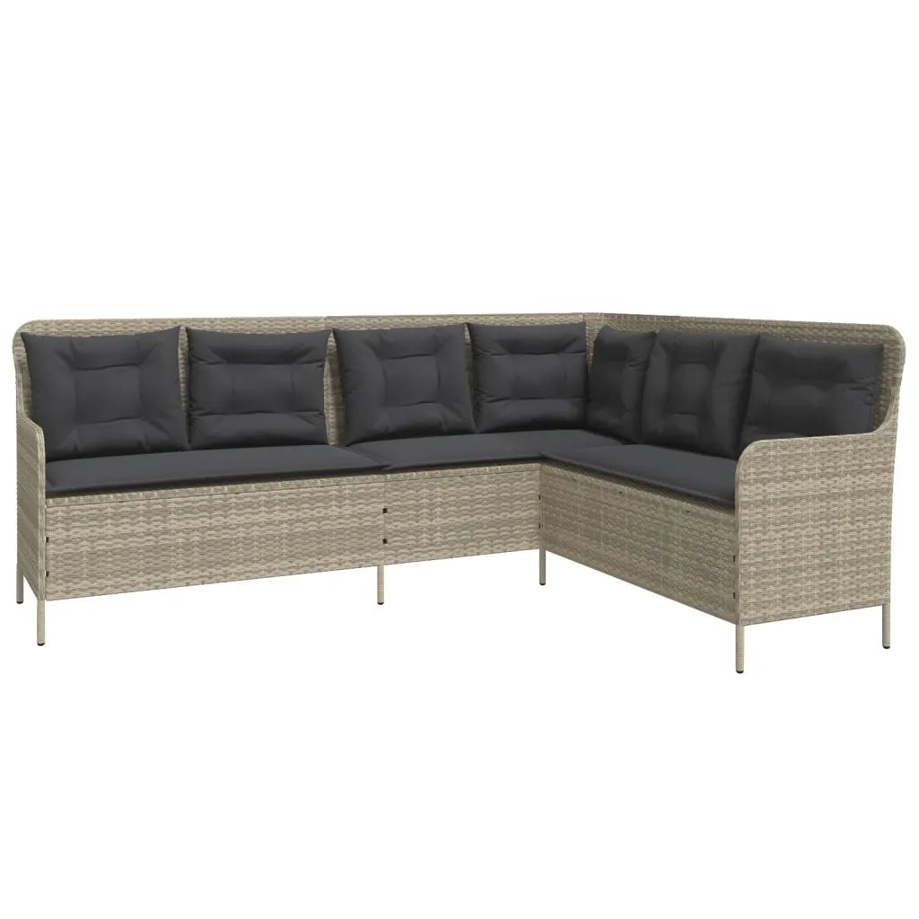 Divano da Giardino con Cuscini a L Grigio Chiaro in Polyrattan 369005