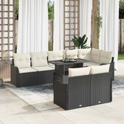 Set di relax con cuscino 9 pcs Nero Poly Rattan